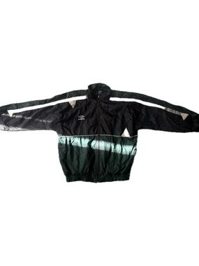 Umbro Black and Dark Green Retro Track Jacket